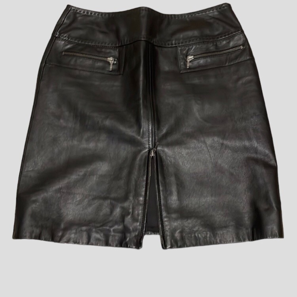 VS VAKKO BLACK LEATHER ZIPPER SKIRT